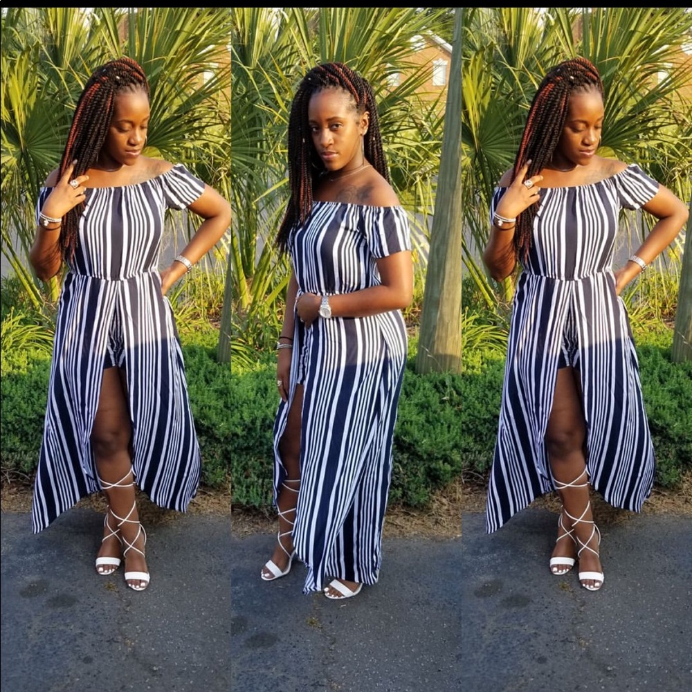 Off the Shoulder Romper with a Train